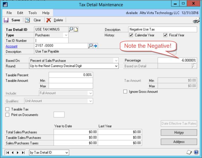 Use Tax Negative
