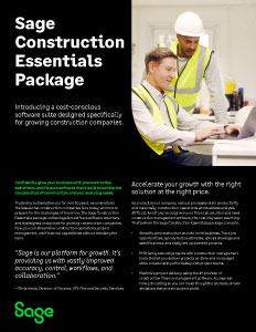 Sage Construction Essential Package Brochure