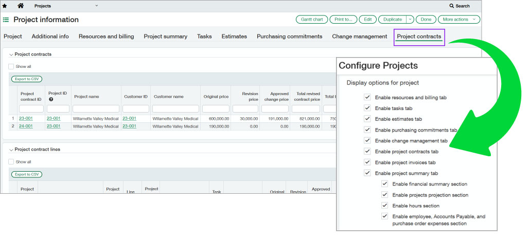 Sage Intacct Construction 2025 Release 1 Update: Complete access to all project transactions directly from the project screen.